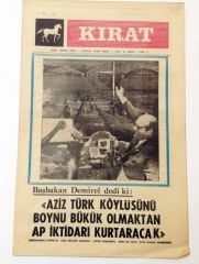 Kırat gazetesi - 28 Mart 1988 Adalet Partisi, Süleyman DEMİREL - Efemera