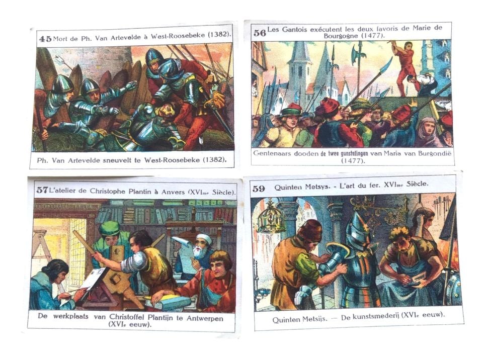 Tarih Öncesi Çağlardan 1950'lere Kadar İllüstrasyonlar - 45, 56, 57, 59 / 5.5x7.5 cm - 4 adet
