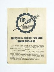 TİP, Türkiye İşçi Partisi / Bildiri - Efemera