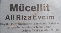 Mücellit Ali Rıza Evcim İZMİR - Dergi reklamı - Efemera