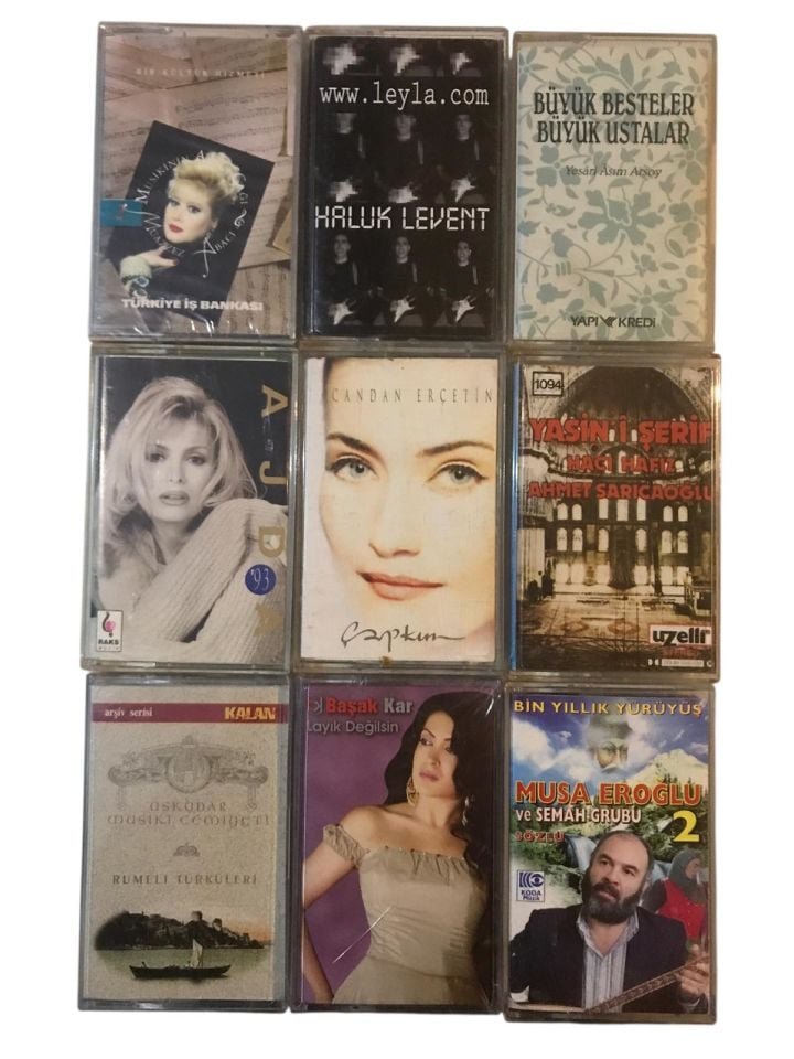 9 Adet kaset - Haluk LEVENT, Musa EROĞLU, Rumeli türküleri, Ajda PEKKAN, Candan ERÇETİN