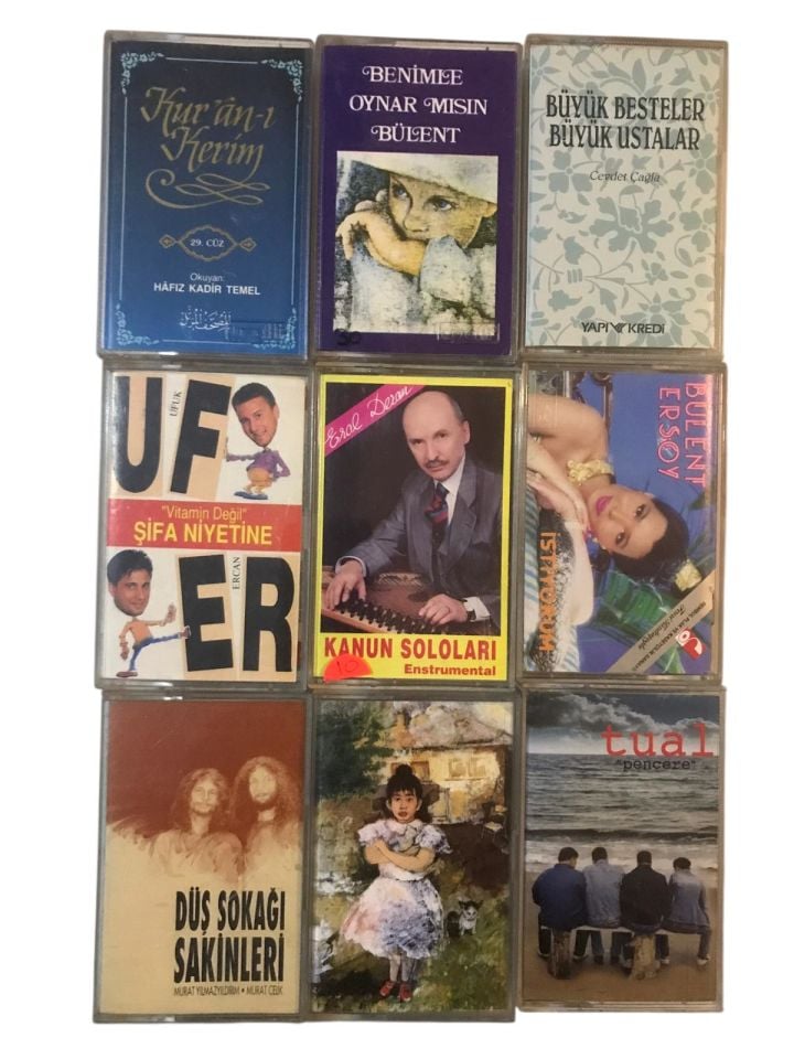 9 Adet kaset - Bülent ORTAÇGİL, Ufuk Ercan, Erol DERAN, Bülent ERSOY, Düş sokağı sakinleri, Tual