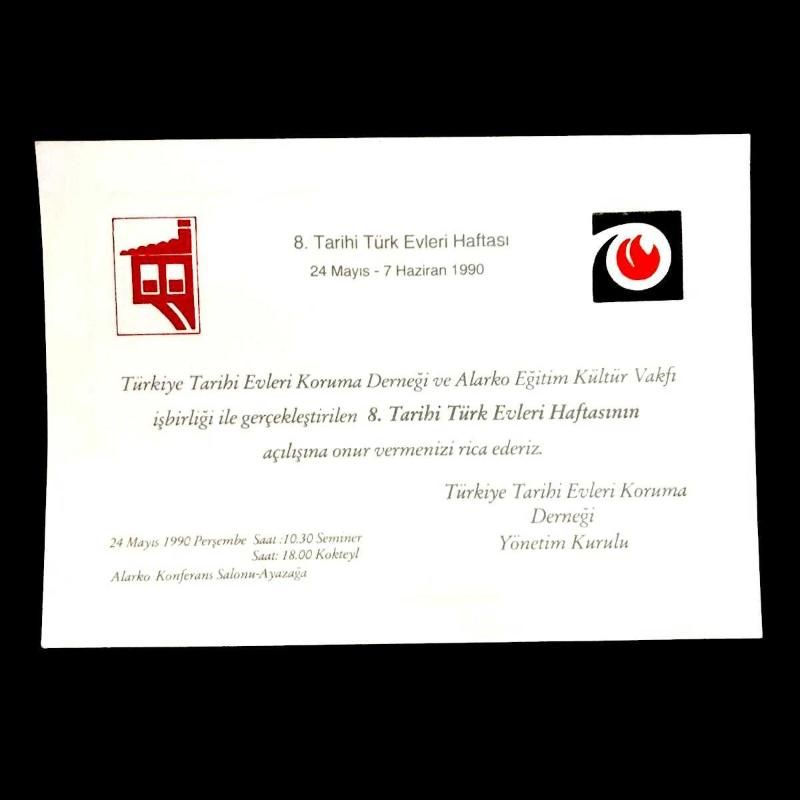 8. Tarihi Türk Evleri Haftası 1990 - Davetiye
