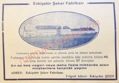 Eskişehir Şeker Fabrikası, Dergi reklamı - Efemera