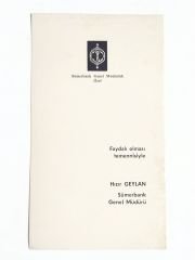 Sümerbank genel müdürlüğü / Hızır GEYLAN - Efemera