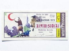 19 Haziran 1973 Dörtte bir bilet / Kızılay temalı, piyango bileti