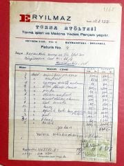 Eryılmaz Torna Atölyesi - Fatura