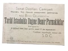 Sanat Dostları Cemiyeti - Baha GELENBEVİ / 1951 yılı davetiye