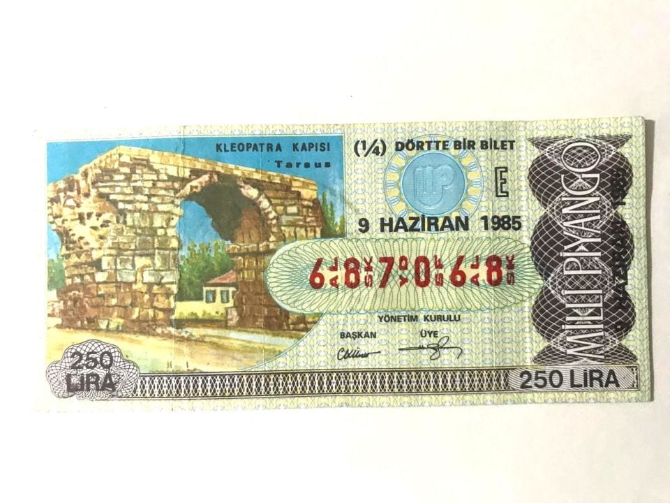 9 Haziran 1985 Dörtte bir bilet - Eski Milli Piyango bileti