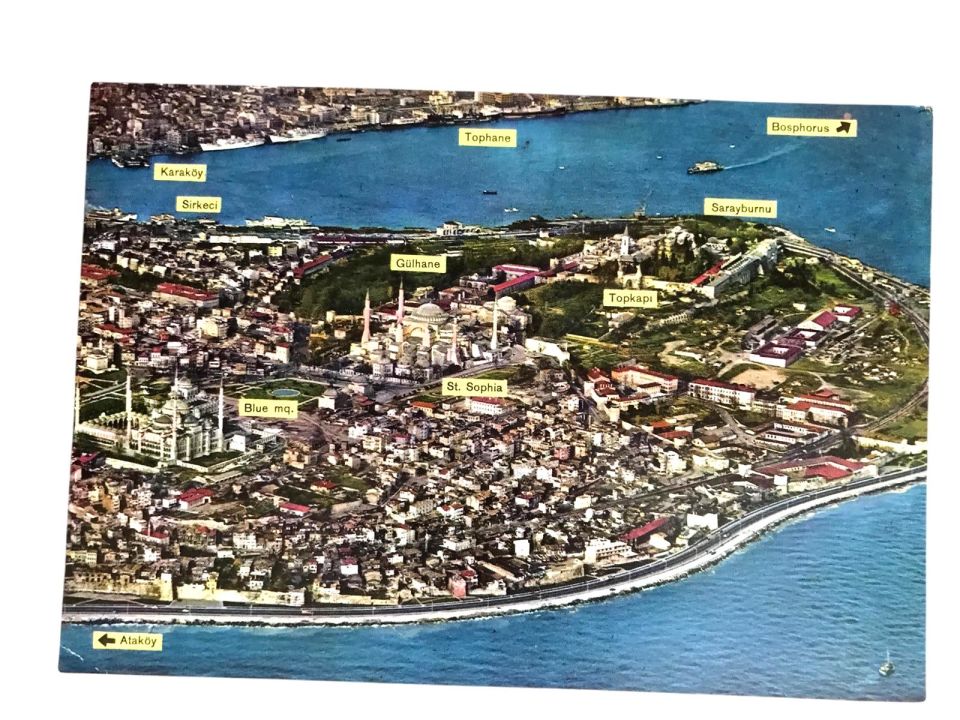Sultanahmet Ayasofya ve Topkapı - 1970'li yıllara ait kartpostal / Arkası yazılı