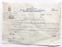 Devlet  Denizyolları ve Limanları.... Bursa Vapuru ve Silivri araba vapuru / Resmi evrak