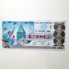 9 Aralık 1983 Dörtte bir bilet  - Milli Piyango Konya - Efemera