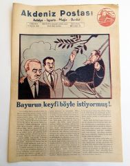 Akdeniz Postası gazetesi, 18 Ağustos 1948 Antalya, Isparta, Muğla, Burdur - Efemera