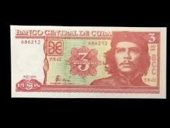 Ernesto Che GUEVARA resimli orjinal Küba parası - 3 Pesos