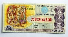 29 Haziran 1985 Dörtte bir bilet - Milli Piyango Bileti Konya, Ereğli, Tuvana - Efemera