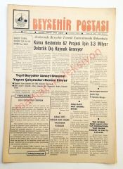 Beyşehir Postası gazetesi, 8 Ocak 1985 - Efemera