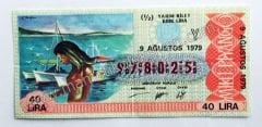 9 Ağustos 1979 Yarım bilet- Milli Piyango Bileti Plaj temalı - Efemera