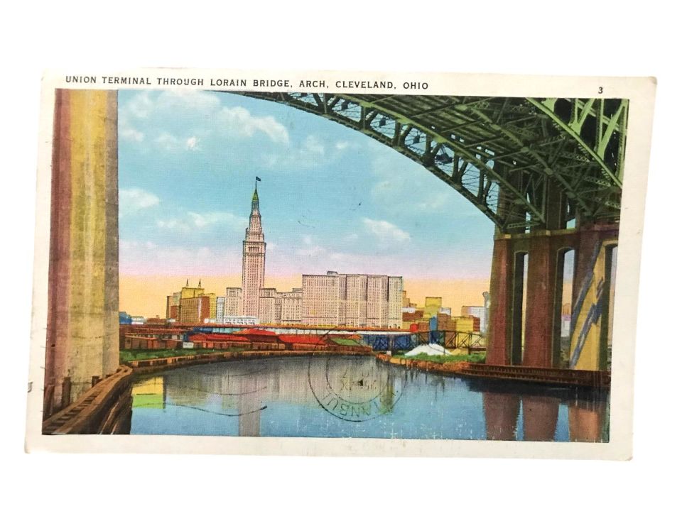 Unıon Terminal Throught Loraın Brıdge Ohıo - 1960'lı yıllara ait kartpostal / Postadan geçmiş