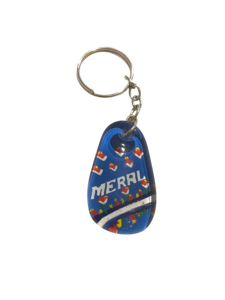 Meral yazılı, cam el yapımı anahtarlık