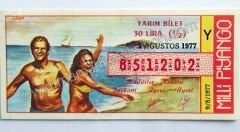 9 Ağustos 1977 Yarım bilet - Milli Piyango Bileti Plaj temalı - Efemera