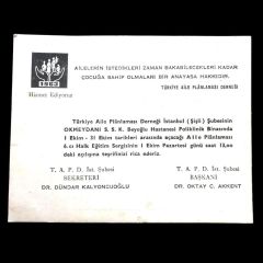 Türkiye Aile Planlaması Derneği Oktay Cumhur AKKENT - Davetiye