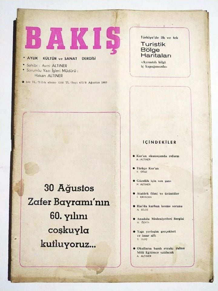 30 Ağustos Kapaklı - Sayı: 475/8 - Bakış aylık Kültür Sanat Dergisi