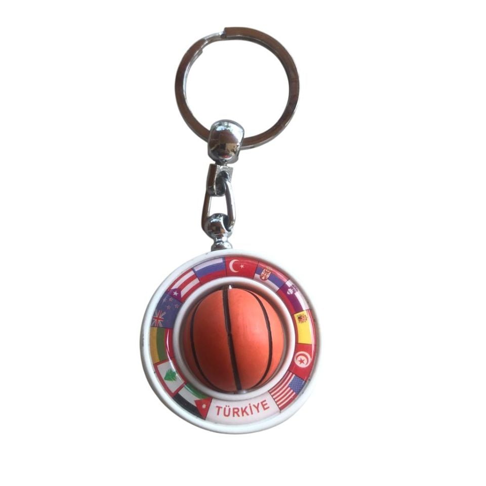 Hareketli Basket topu ve dünya bayrakları / Eski anahtarlık