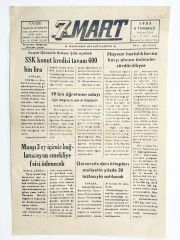 7 Mart gazetesi 4 Temmuz 1983 BORÇKA - Gazete