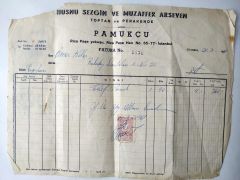 Hüsnü SEZGİN ve Muzaffer ARSEVEN - Pamukçu faturası / Efemera