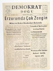 Demokrat Doğu / Günlük siyasi gazete 4 Ocak 1958 ERZURUM - Gazete