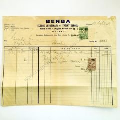 Benba Eczane levazımatı ve ıtriyat deposu Tıp Eczacılık Efemeraları Nesim BANBA ve Jacques MİTRANİ - Efemera