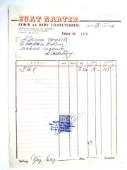 Suat NARTER Demir ve boru ticarethanesi - Fatura / Efemera
