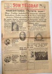 Son Telgraf gazetesi, 15 birinciteşrin 1937 Habeşistan'da İtalya'ya isyan, Piyango Tunçay gişesi, Özipek palas - Efemera