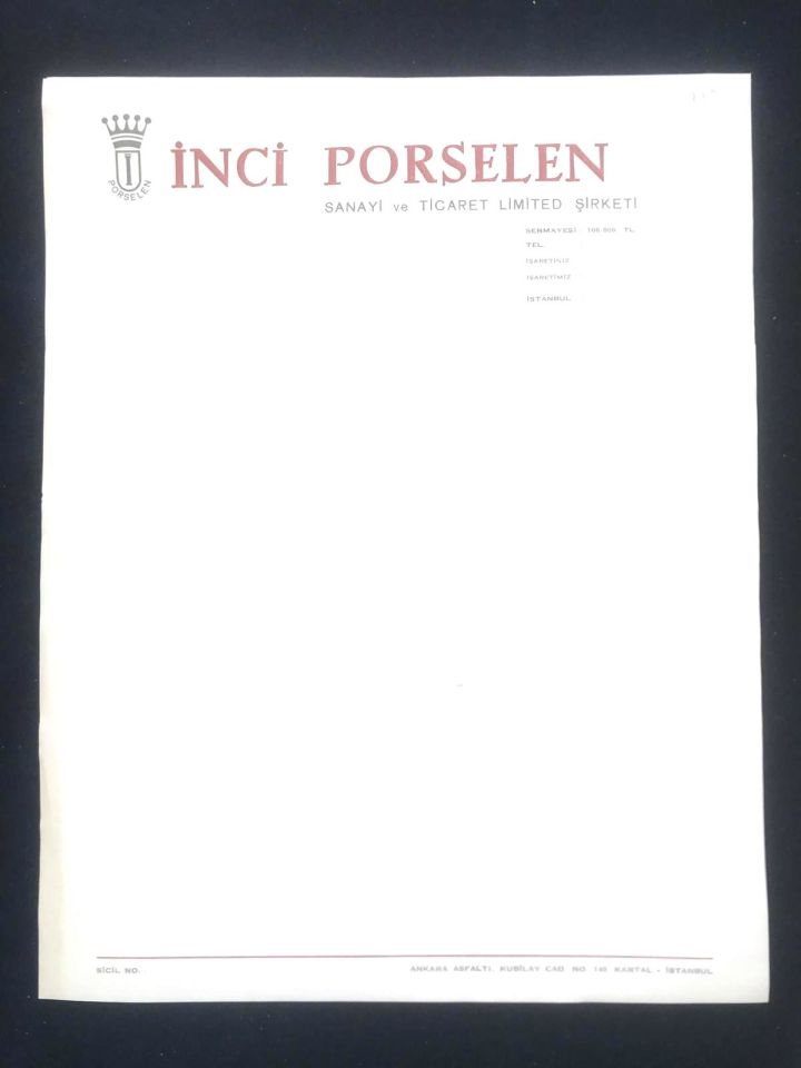 İnci Porselen - Antetli kağıt