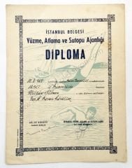 İstanbul Bölgesi Yüzme Atlama ve Sutopu ajanlığı - Diploma Spor Efemeraları, Yüzme - Efemera