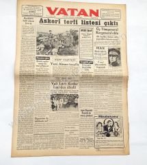 Vatan gazetesi, 29 Ağustos 1941 - Efemera