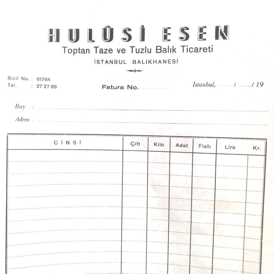 Hulusi ESEN - Toptan Taze ve Tuzlu Balık / Fatura