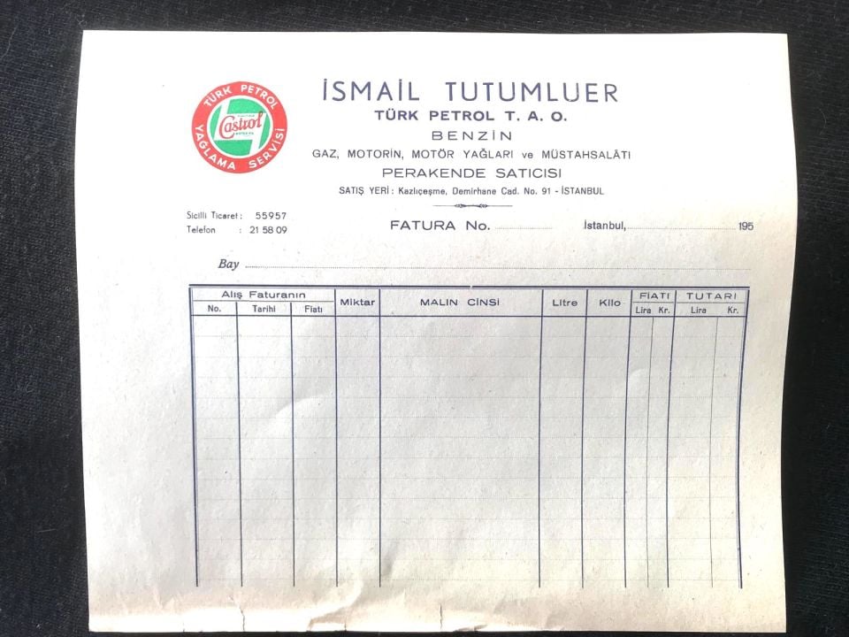 İsmail TUTUMLUER - Türk Petrol T. A. O. KAZLIÇEŞME / Fatura