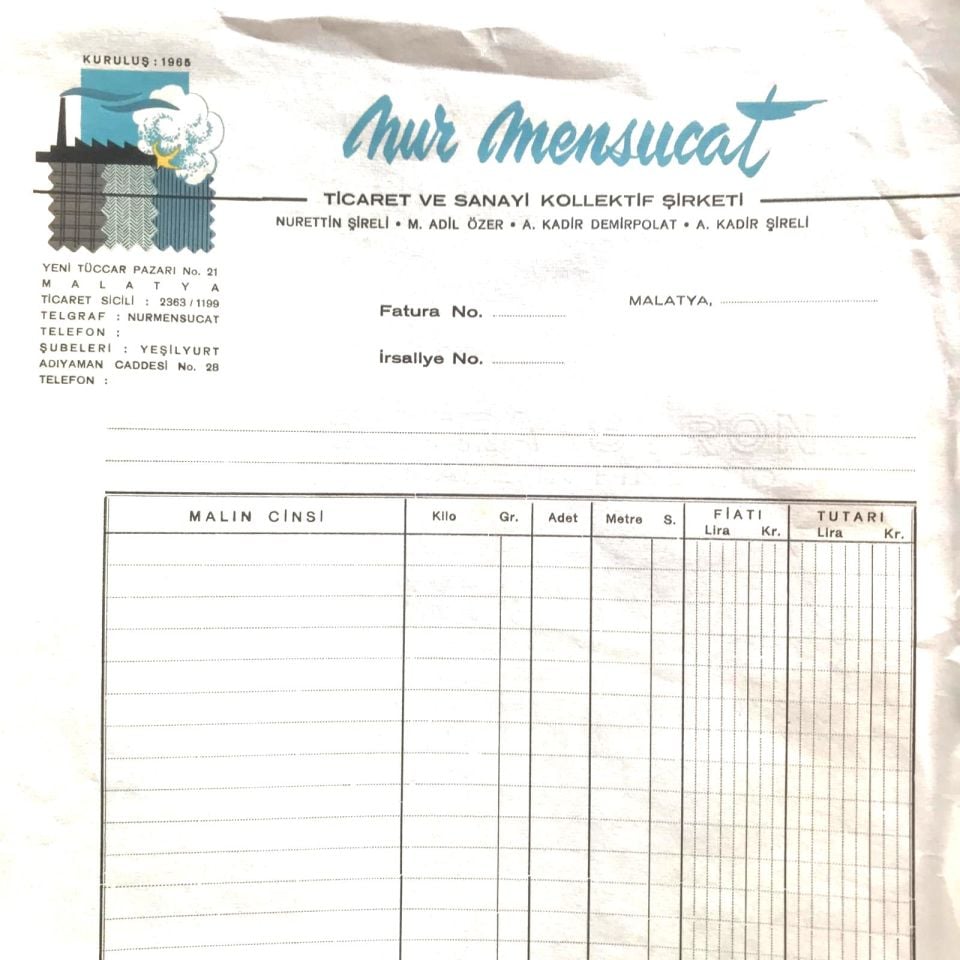 Nur Mensucat ADIYAMAN / Fatura