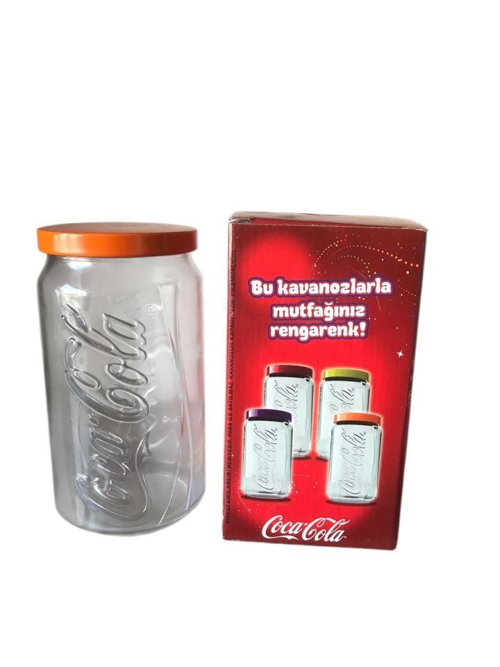 Coca cola - Turuncu kapaklı kutulu kavanoz