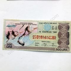Uluslararası Bandırma Kuşcenneti kültür ve turizm festivali, 19 Haziran 1987 Dörtte bir  bilet - Milli Piyango bileti Bandırma - Efemera