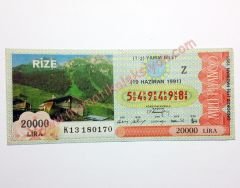 19 Haziran 1991 Yarım Bilet - milli piyango Rize Eski piyango - Efemera