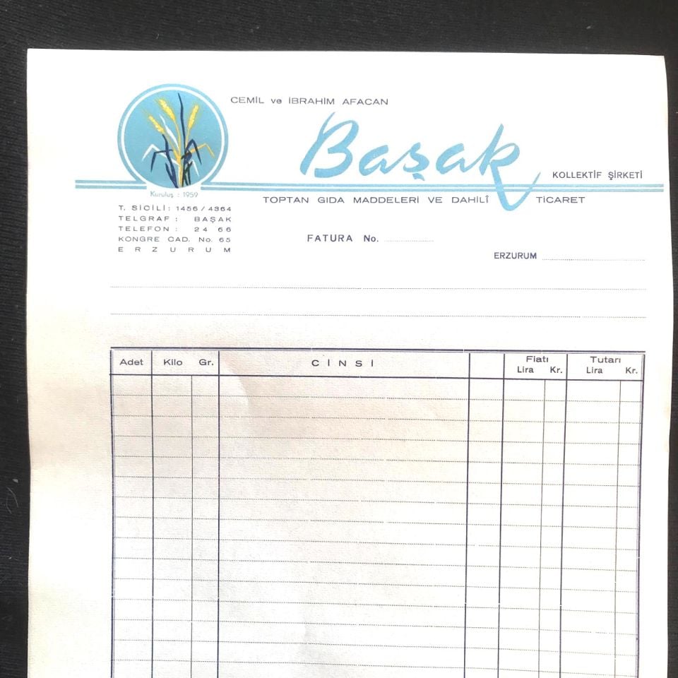 Başak Toptan Gıda Maddeleri ERZURUM / Fatura