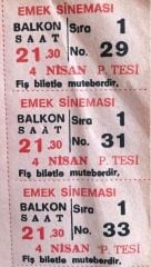 Emek Sineması - 3 adet koltuk numarası