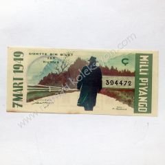 7 Mart 1949, dörtte bir bilet - milli piyango  Eski piyango - Efemera