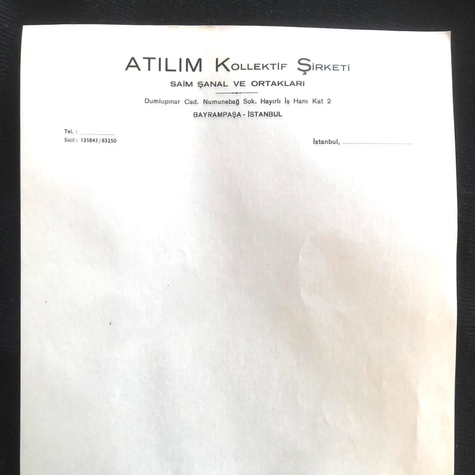 Atılım Kollektif Şirketi - Antetli kağıt