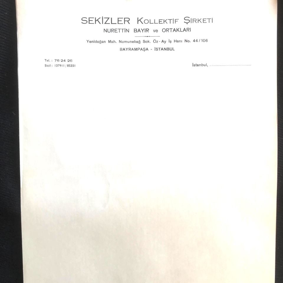 Sekizler Kollektif Şirketi - Antetli kağıt
