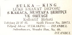 Sulka - King Lüks kravat deposu / Dergi, gazete reklamı - Efemera