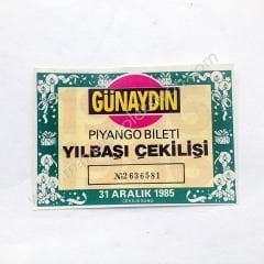 Günaydın gazetesi Piyango bileti, Aralık 1985 Yılbaşı çekilişi  Eski piyango - Efemera