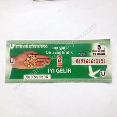 19 Ocak 2014, Dörtte bir bilet, milli piyango Her gün bir avuç fındık Eski piyango - Efemera